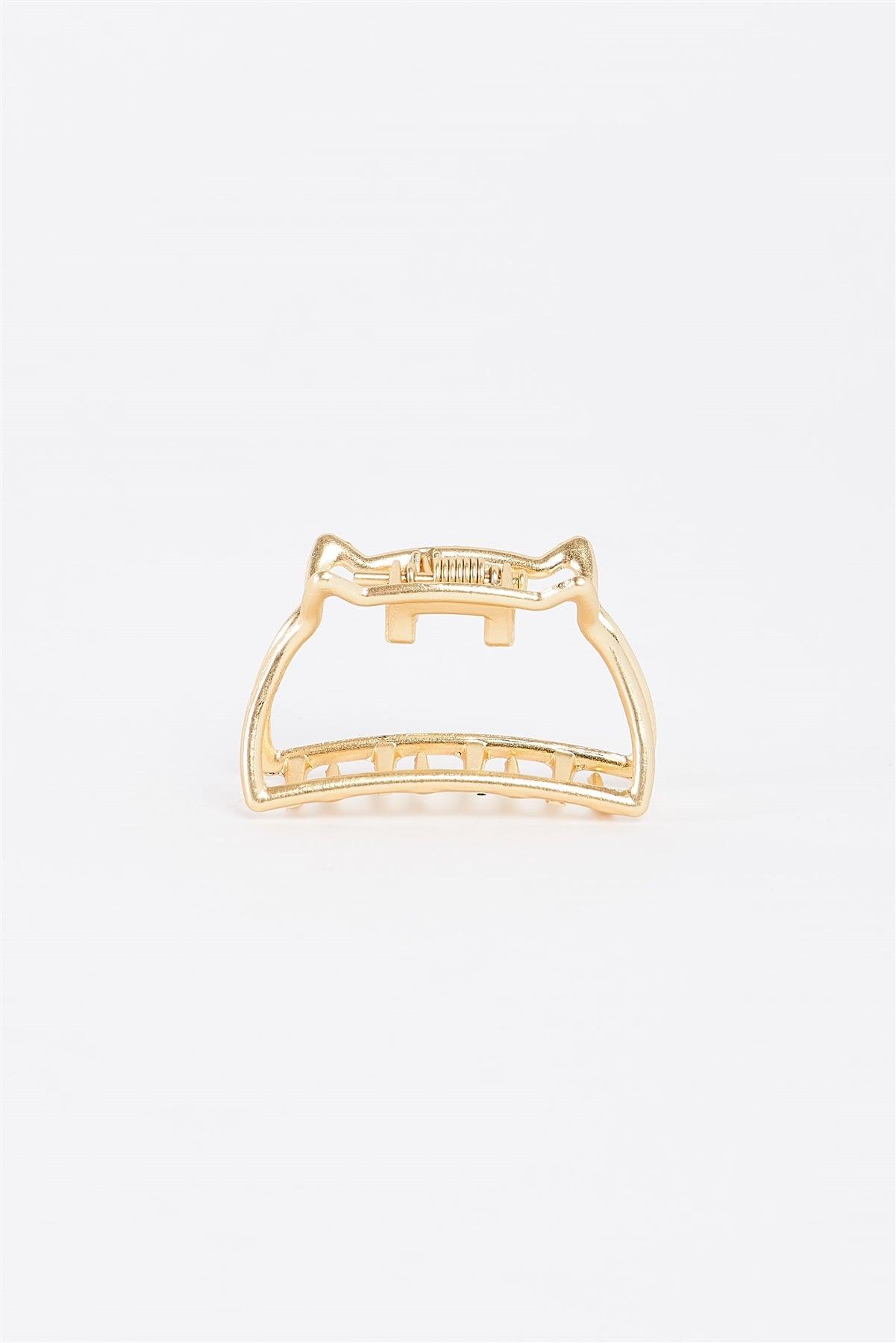 Gold Small Cat Shaped Cut-Out Hair Clip /3 Pieces