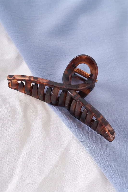 Matted Tortoise Open Loop Claw Hair Clip /3 Pieces - Tasha Apparel Wholesale