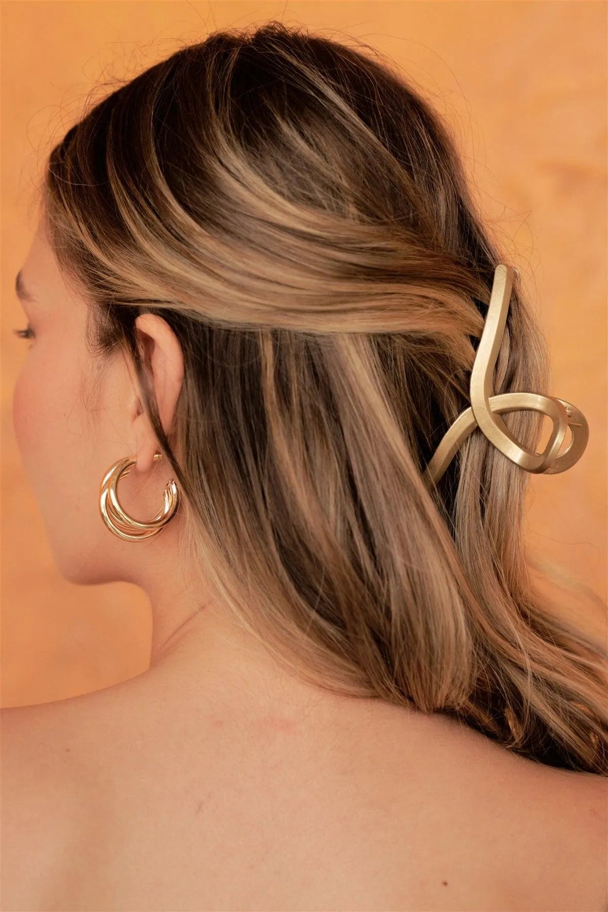 Bright Bronze Thin Open Loop Claw Hair Clip /3 Pieces - Tasha Apparel Wholesale