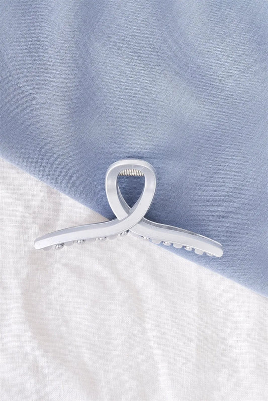 Metallic Silver Thin Open Loop Claw Hair Clip /3 Pieces - Tasha Apparel Wholesale