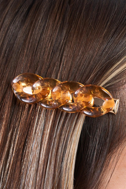 Amber Clear Chain Link Alligator Hair Clip /3 Pieces - Tasha Apparel Wholesale
