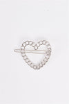 Silver Heart Shaped Chain Link Back Closure Hair Clip /3 Pieces