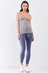 Heather Grey Sleeveless V-Neck Stitching Detail Basic Cami Top /2-1-1-2 - Tasha Apparel Wholesale