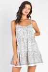 Cream & Grey Cotton Paisley Print Sleeveless Mini Dress /3-2-1 - Tasha Apparel Wholesale