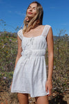 White Floral Print Bow Detail Sleeveless Mini Dress /3-2-1 - Tasha Apparel Wholesale