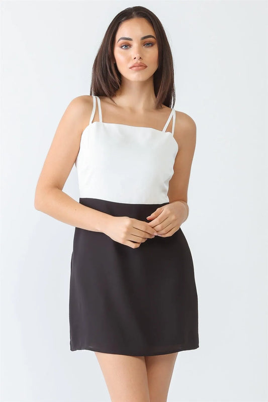 Black & White Sleeveless Strappy Mini Dress /3-2-1 - Tasha Apparel Wholesale