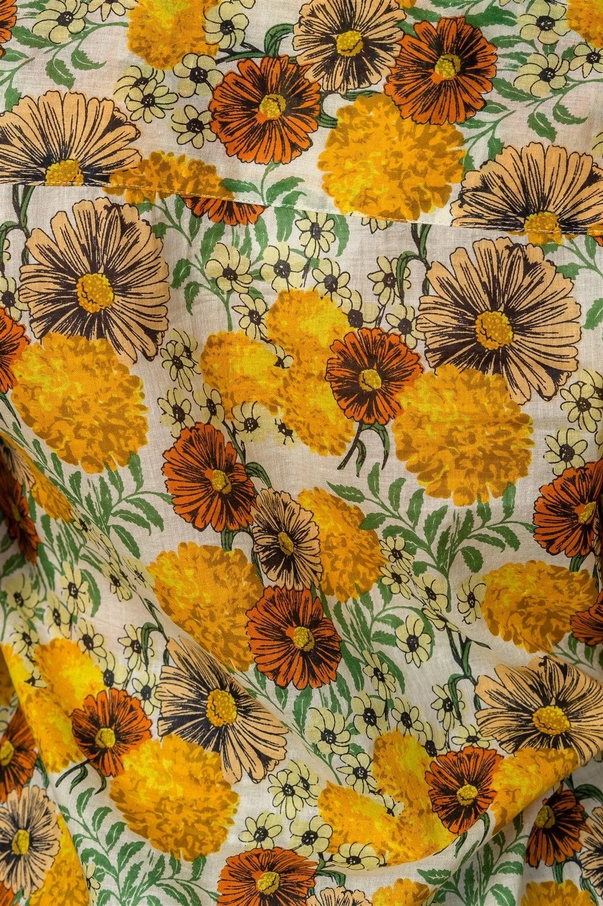 Boho Floral Roll-up Sleeve Semi-Sheer Top /1-2-2-1 - Tasha Apparel Wholesale
