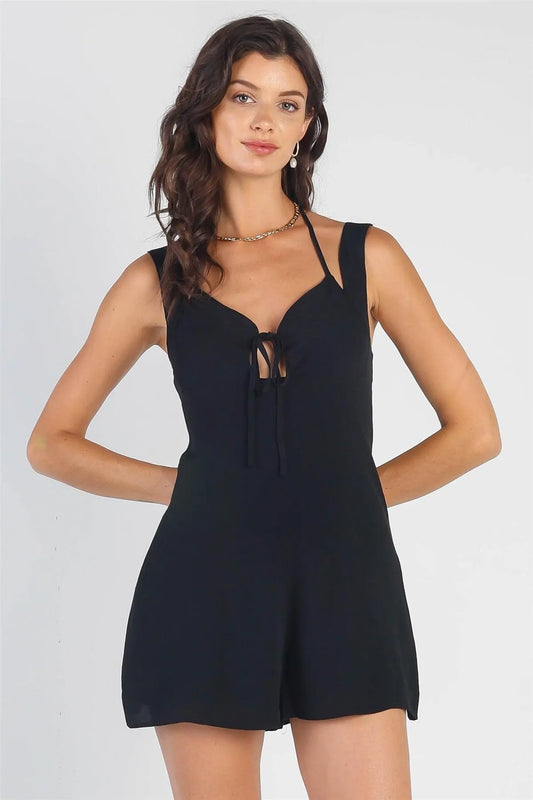 Black Self-Tie Detail Sleeveless Romper /3-2-1 - Tasha Apparel Wholesale