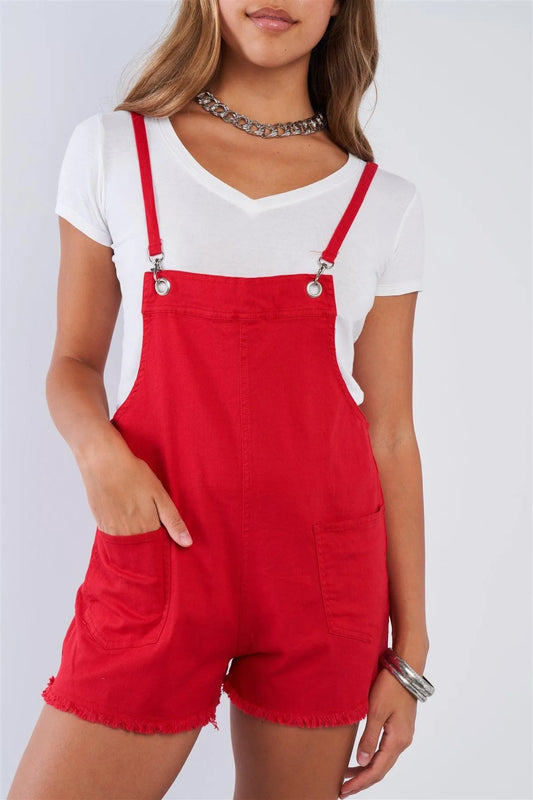 Fringe Hem Short Spring D-ring Sleeveless Romper - Tasha Apparel Wholesale