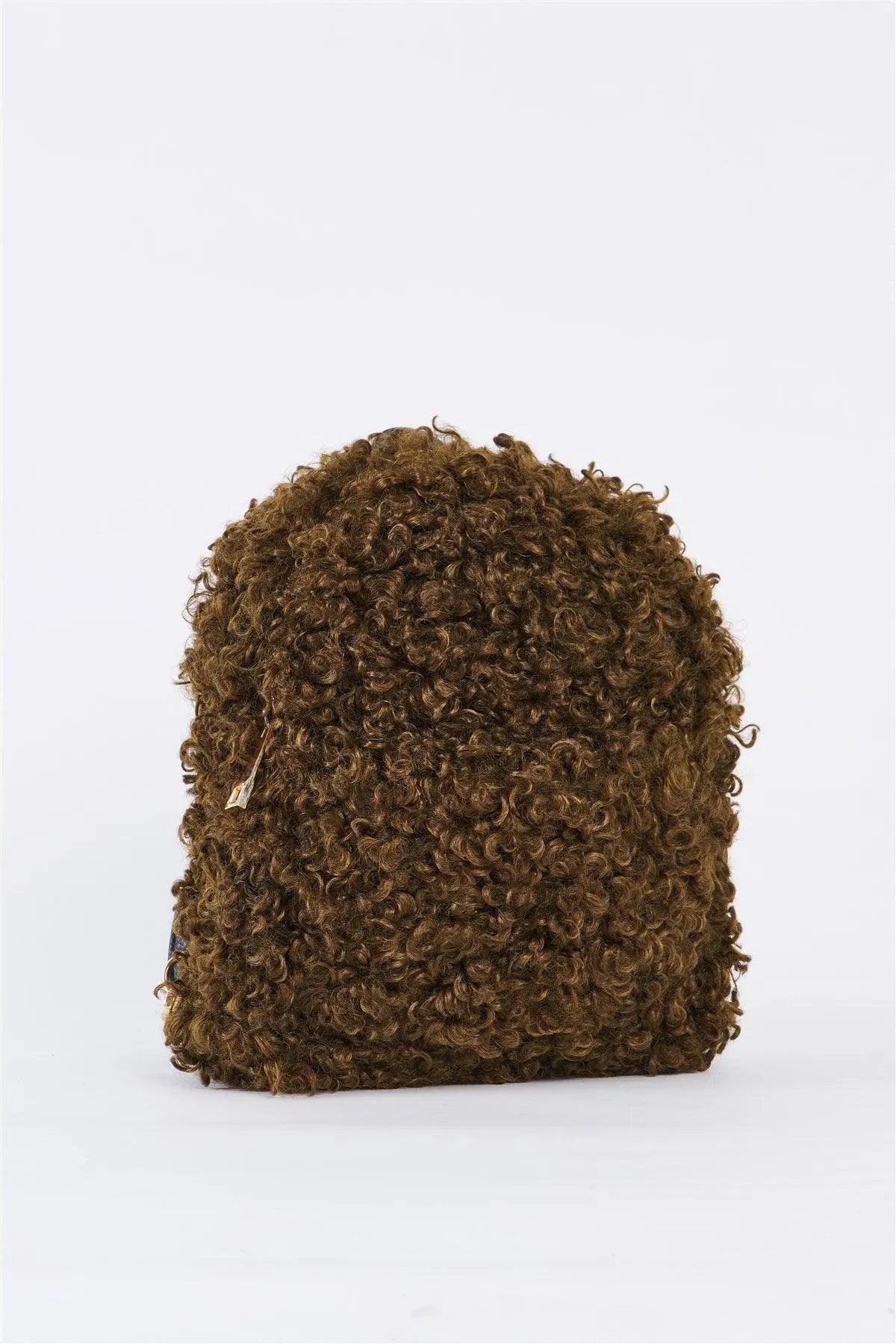 Adjustable Straps Fuzzy Faux Fur Teddy Plush Curly Fur Mini Backpack - Tasha Apparel Wholesale