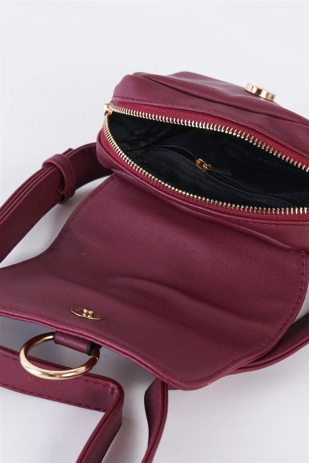 Burgundy Faux Leather Mini Square Belt Bag /3 Bags - Tasha Apparel Wholesale