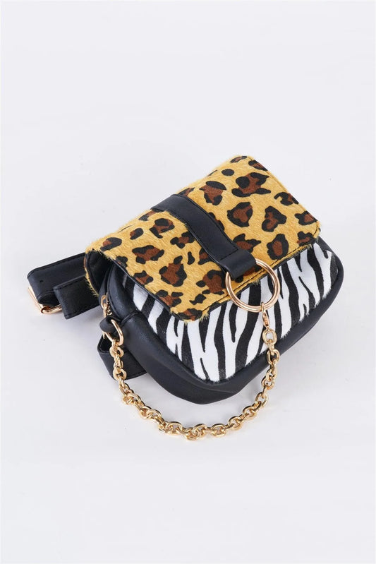 Leopard Faux Leather Mini Square Belt Bag /3 Bags - Tasha Apparel Wholesale