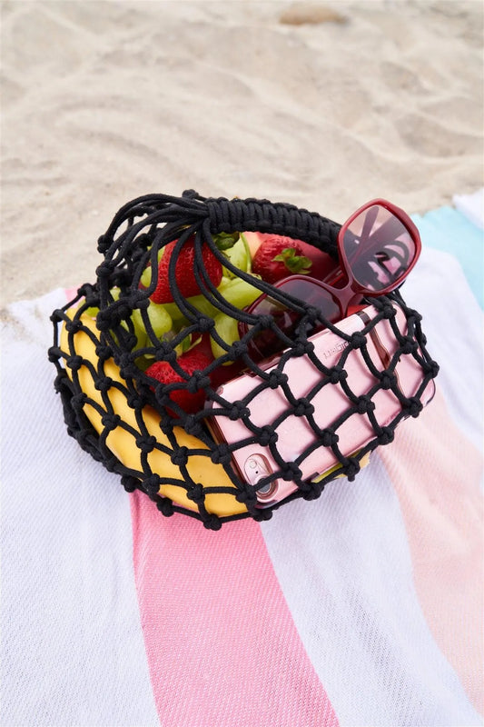 Black Net Beach Handbag /3 Bags - Tasha Apparel Wholesale