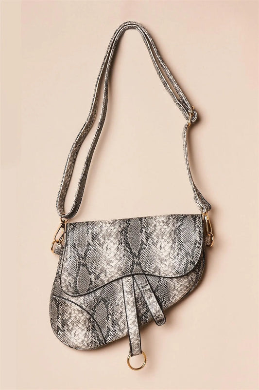 Monochromatic Snake Print Retro Crossbody Handbag /1 Bag - Tasha Apparel Wholesale