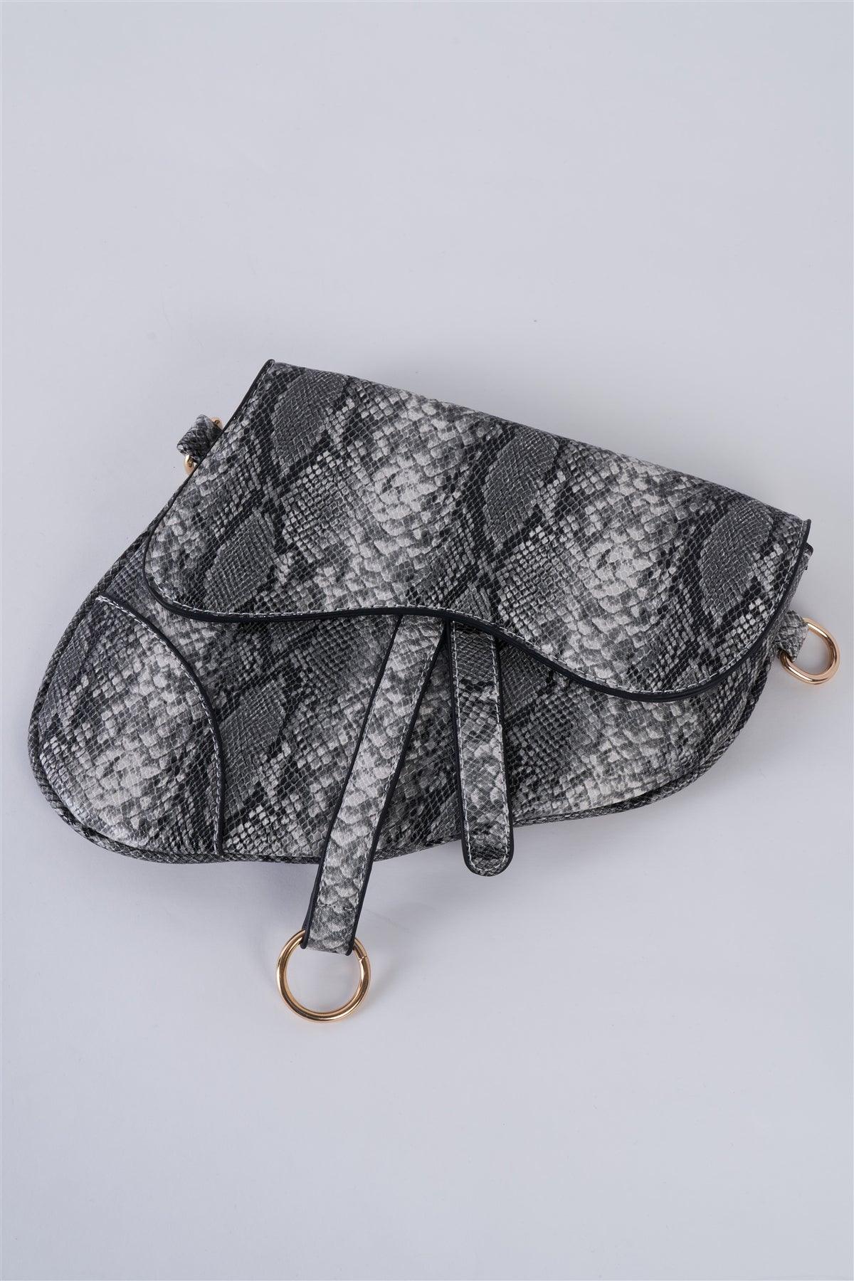 Monochromatic Snake Print Retro Crossbody Handbag /3 Bags