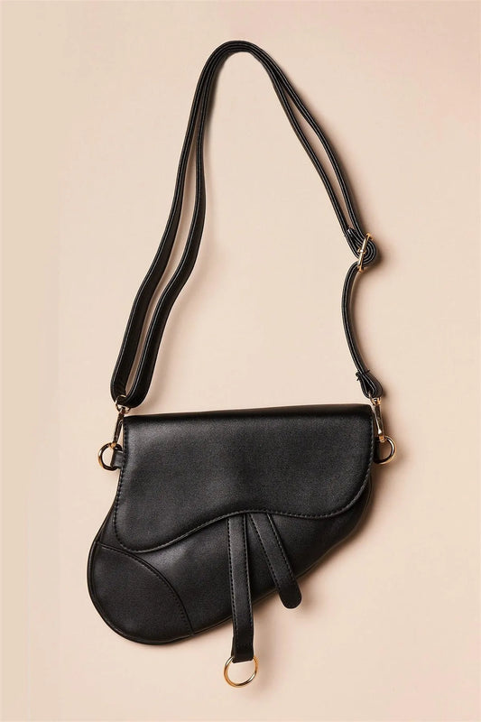 Jet Black Unique Retro Crossbody Handbag /3 Bags - Tasha Apparel Wholesale