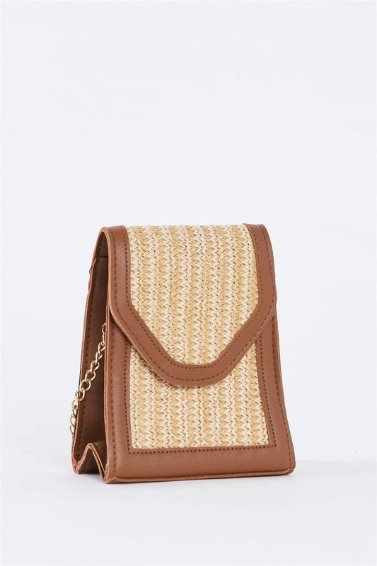 Brown Faux Leather Square Crossbody Bag /3 Bags - Tasha Apparel Wholesale