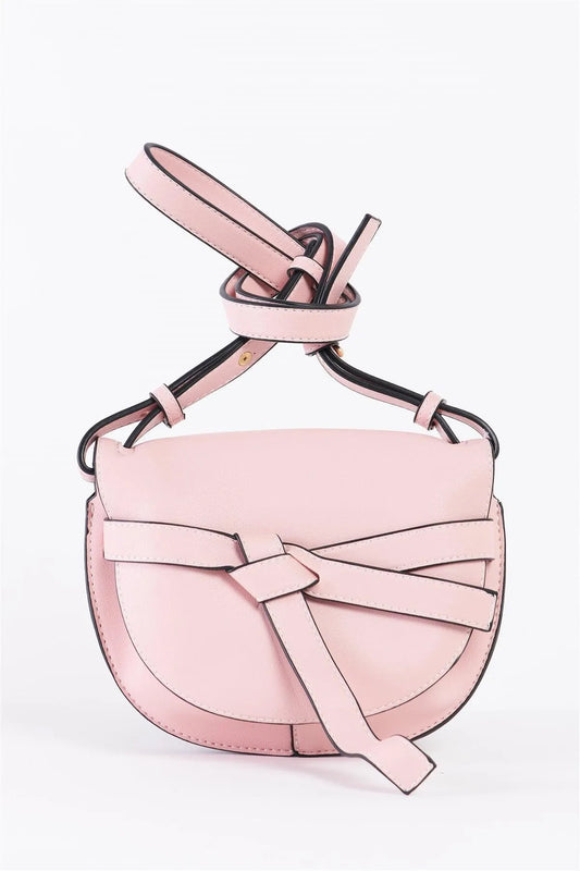Pink Faux Leather Front Bow Tie Crossbody Bag /3 Bags - Tasha Apparel Wholesale