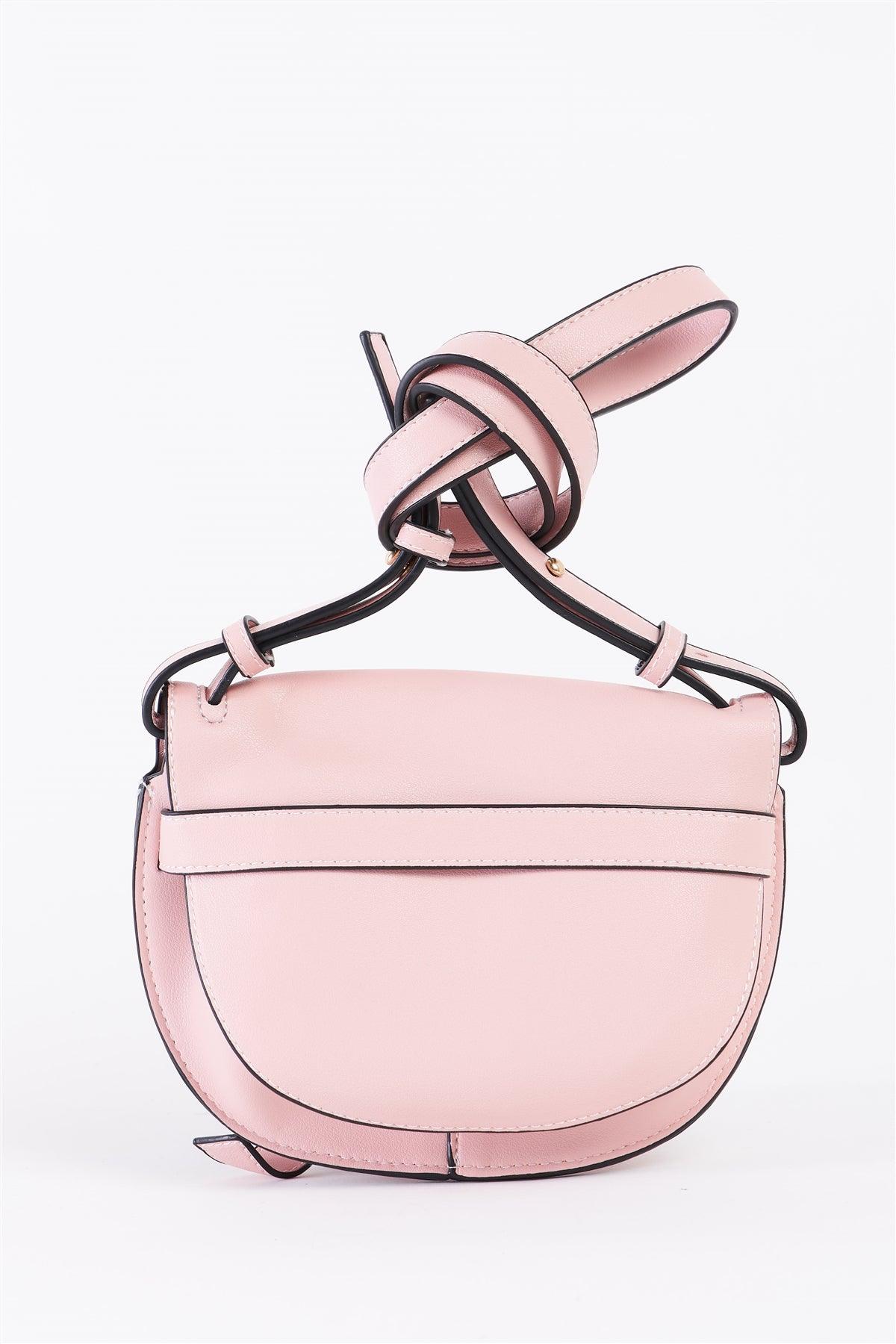 Pink Faux Leather Front Bow Tie Crossbody Bag /3 Bags