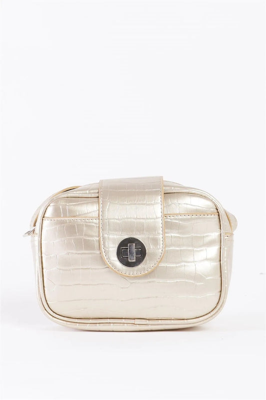Beige Pearl Alligator Vegan Leather Rectangle Crossbody Bag /3 Bags - Tasha Apparel Wholesale