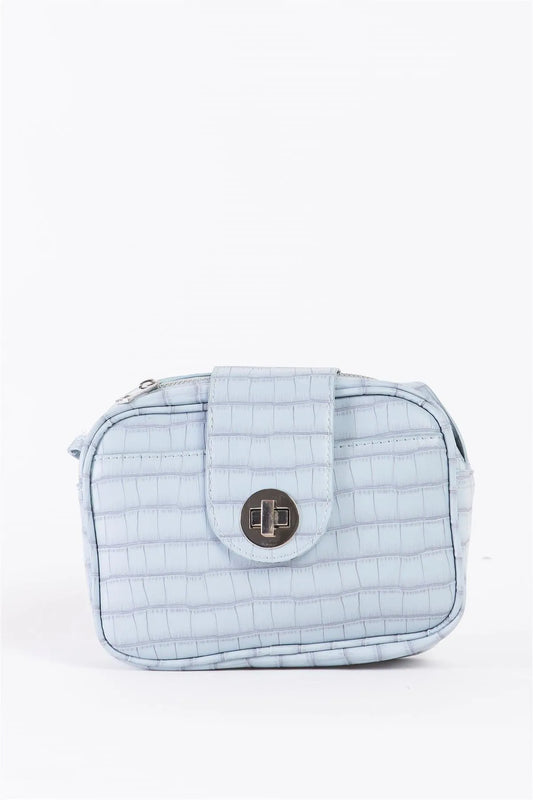 Baby Blue Alligator Vegan Leather Rectangle Crossbody Bag /3 Bags - Tasha Apparel Wholesale
