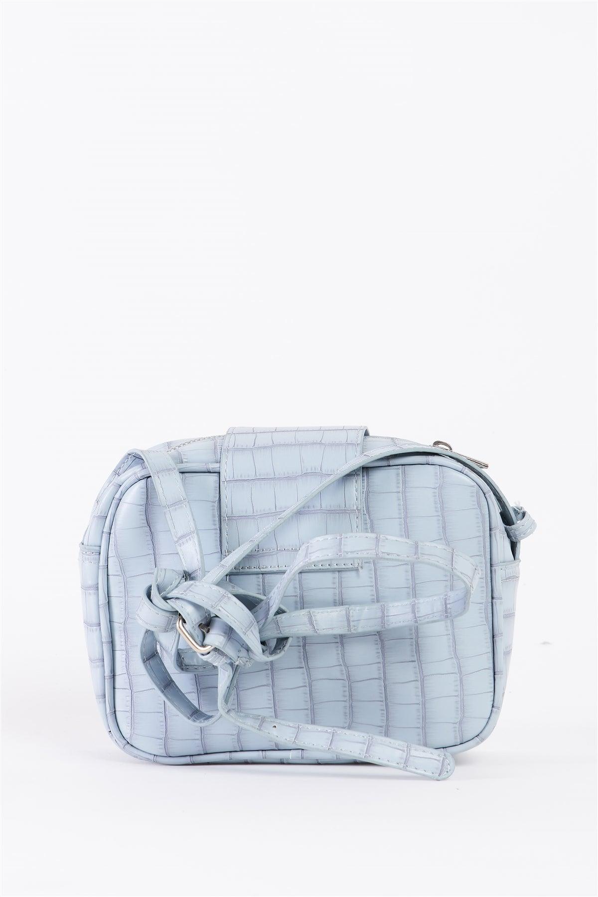 Baby Blue Alligator Vegan Leather Rectangle Crossbody Bag /3 Bags