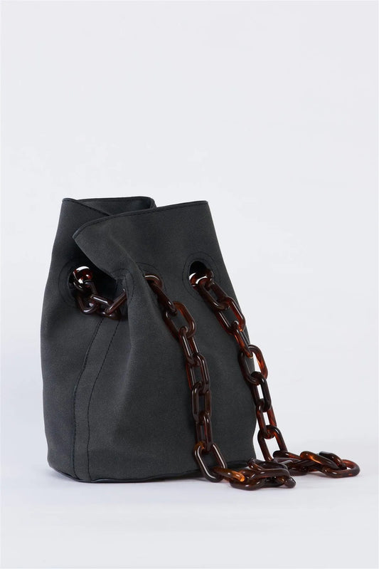 Black Suede Chain Handle Detail Fashion Bucket Bag /3 - Tasha Apparel Wholesale