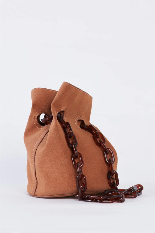 Brown Suede Chain Handle Detail Fashion Bucket Bag /3 bags - Tasha Apparel Wholesale