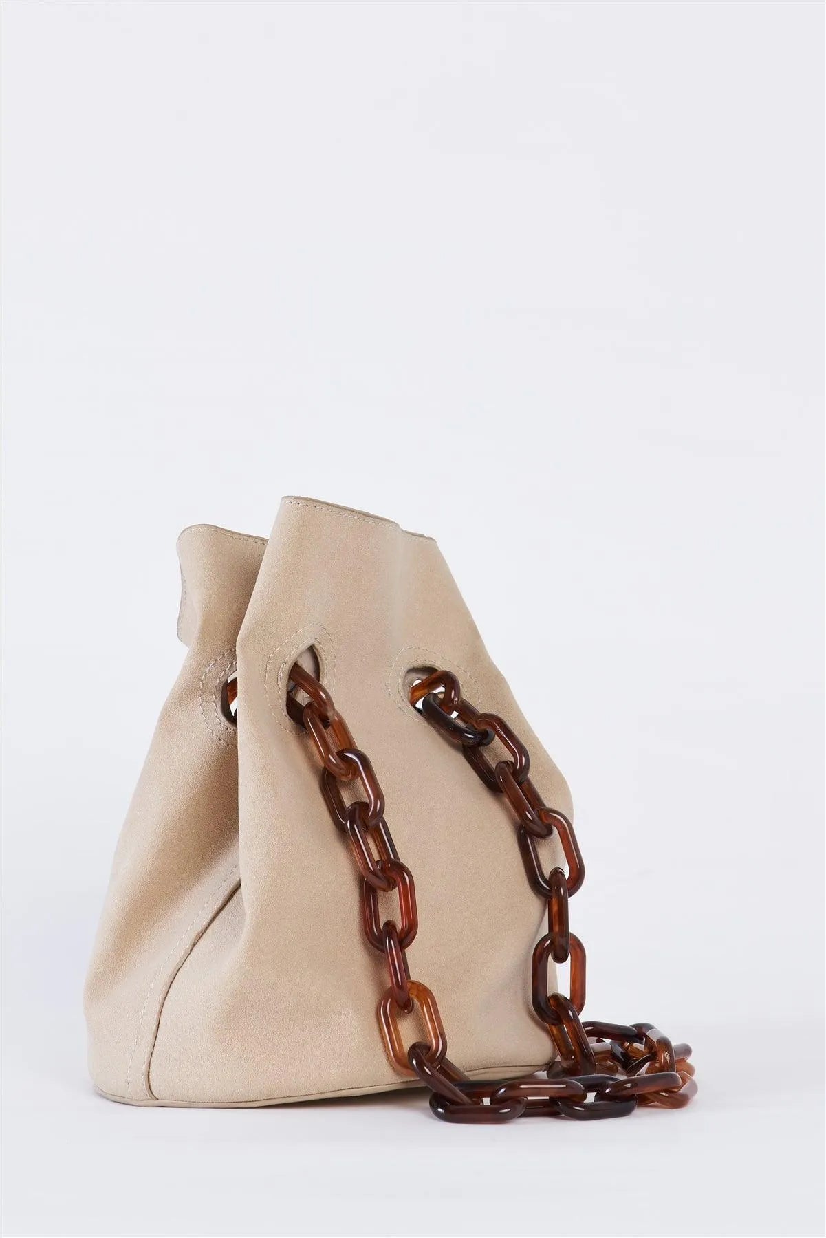 Ivory Suede Chain Handle Detail Fashion Bucket Bag /3 bags - Tasha Apparel Wholesale