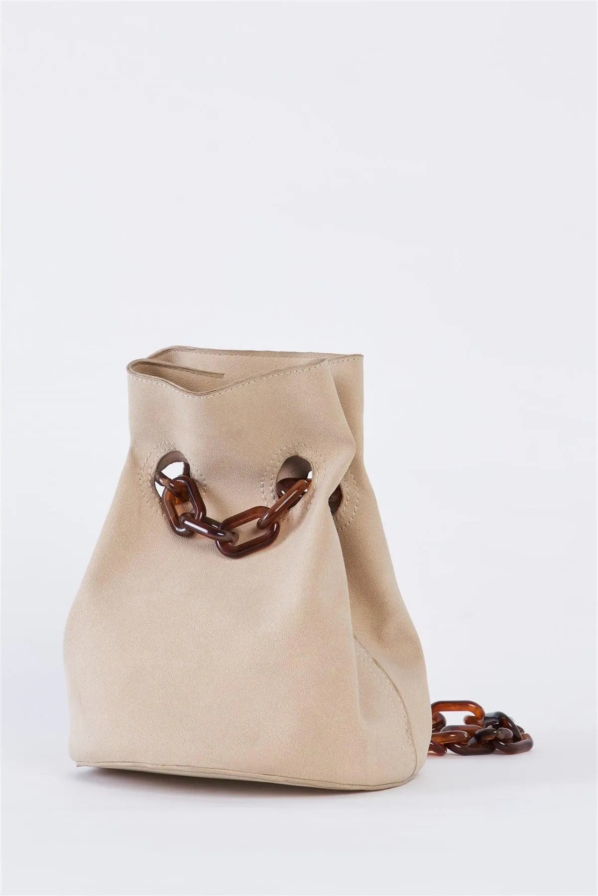 Ivory Suede Chain Handle Detail Fashion Bucket Bag /3 bags - Tasha Apparel Wholesale