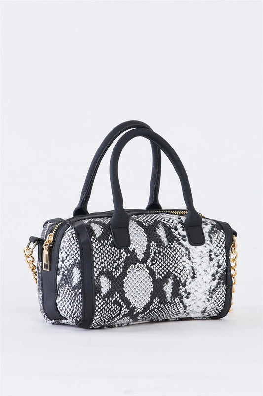 Python Print Vegan Leather Barrel Handbag /3 Bags - Tasha Apparel Wholesale