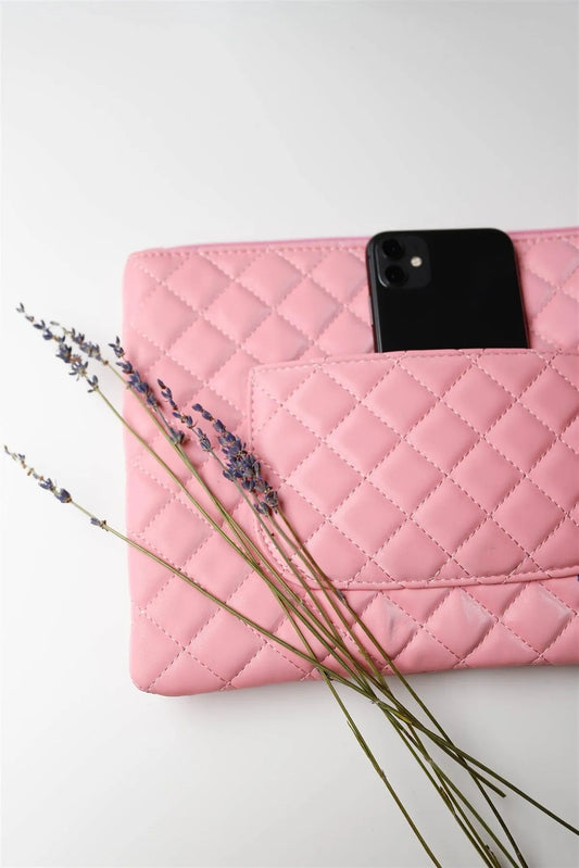 Pink Quilted Rectangle Pouch Bag /1 Bag - Tasha Apparel Wholesale