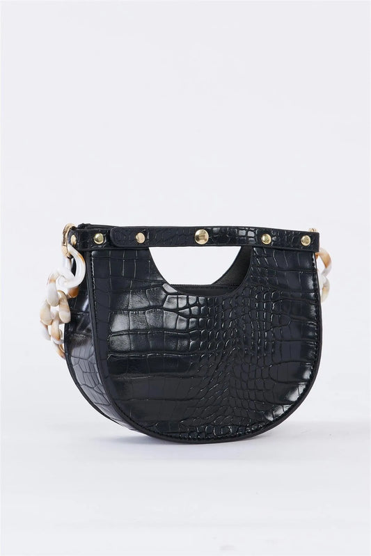 Black Faux Alligator Skin Fashion Handbag /3 Bags - Tasha Apparel Wholesale