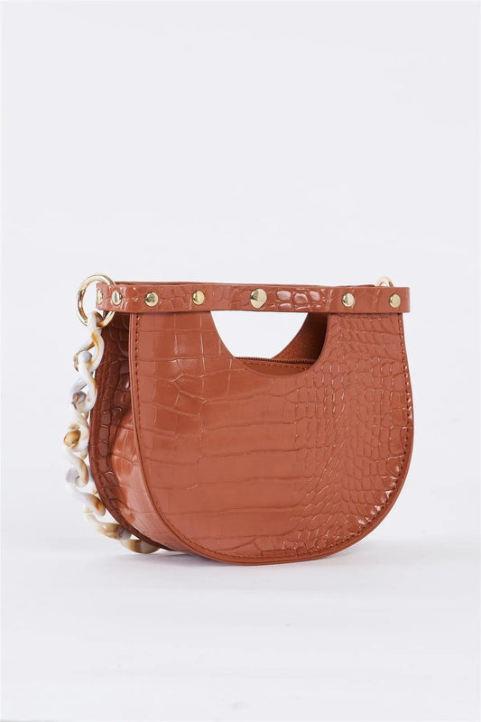 Brown Faux Alligator Skin Fashion Handbag /3 Bags - Tasha Apparel Wholesale