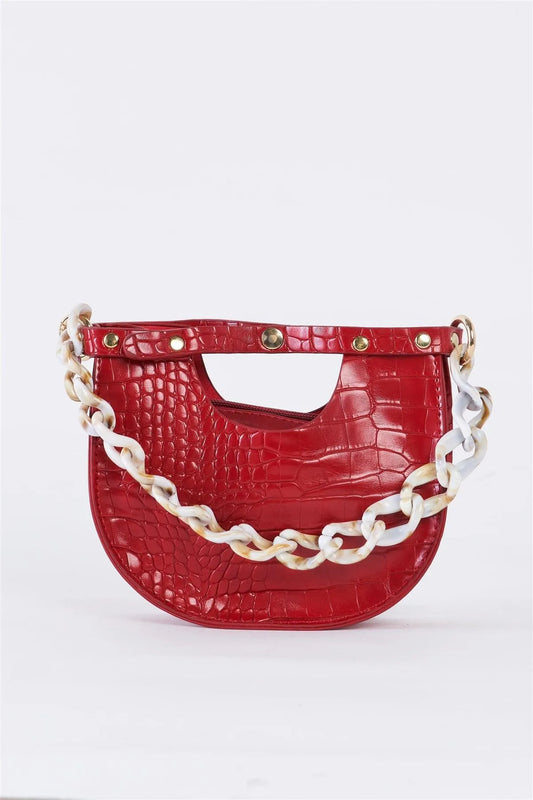 Red Faux Alligator Skin Fashion Handbag /3 Bags - Tasha Apparel Wholesale