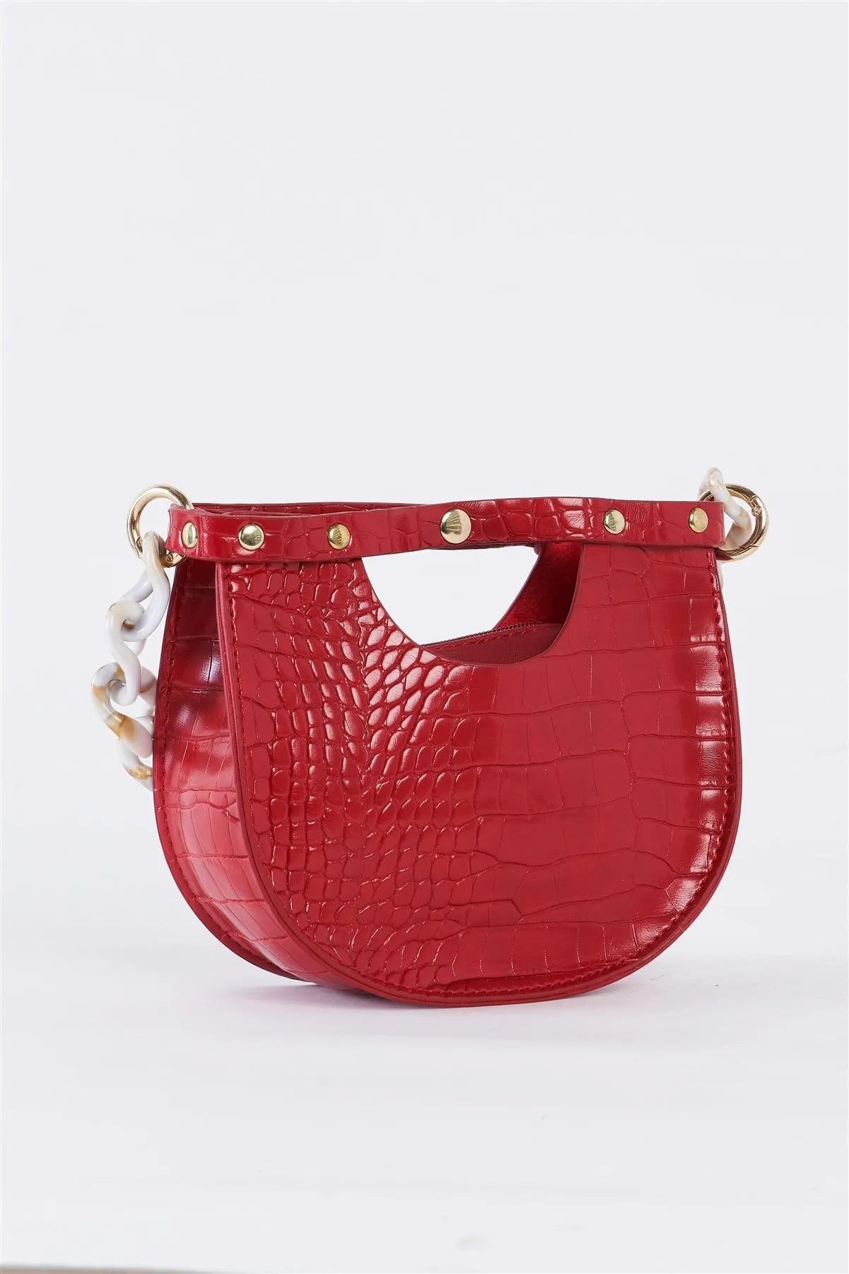 Red Faux Alligator Skin Fashion Handbag /3 Bags - Tasha Apparel Wholesale
