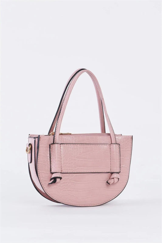 Powder Pink Crescent Faux Alligator Skin Shoulder Bag /1 Bag - Tasha Apparel Wholesale