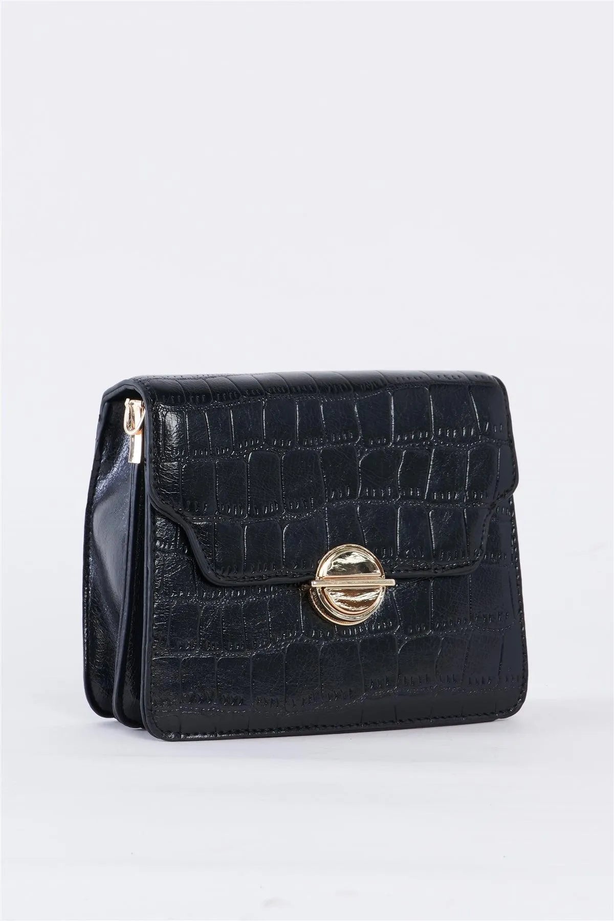 Black Alligator Vegan Leather Square Shoulder Bag /3 Bags - Tasha Apparel Wholesale