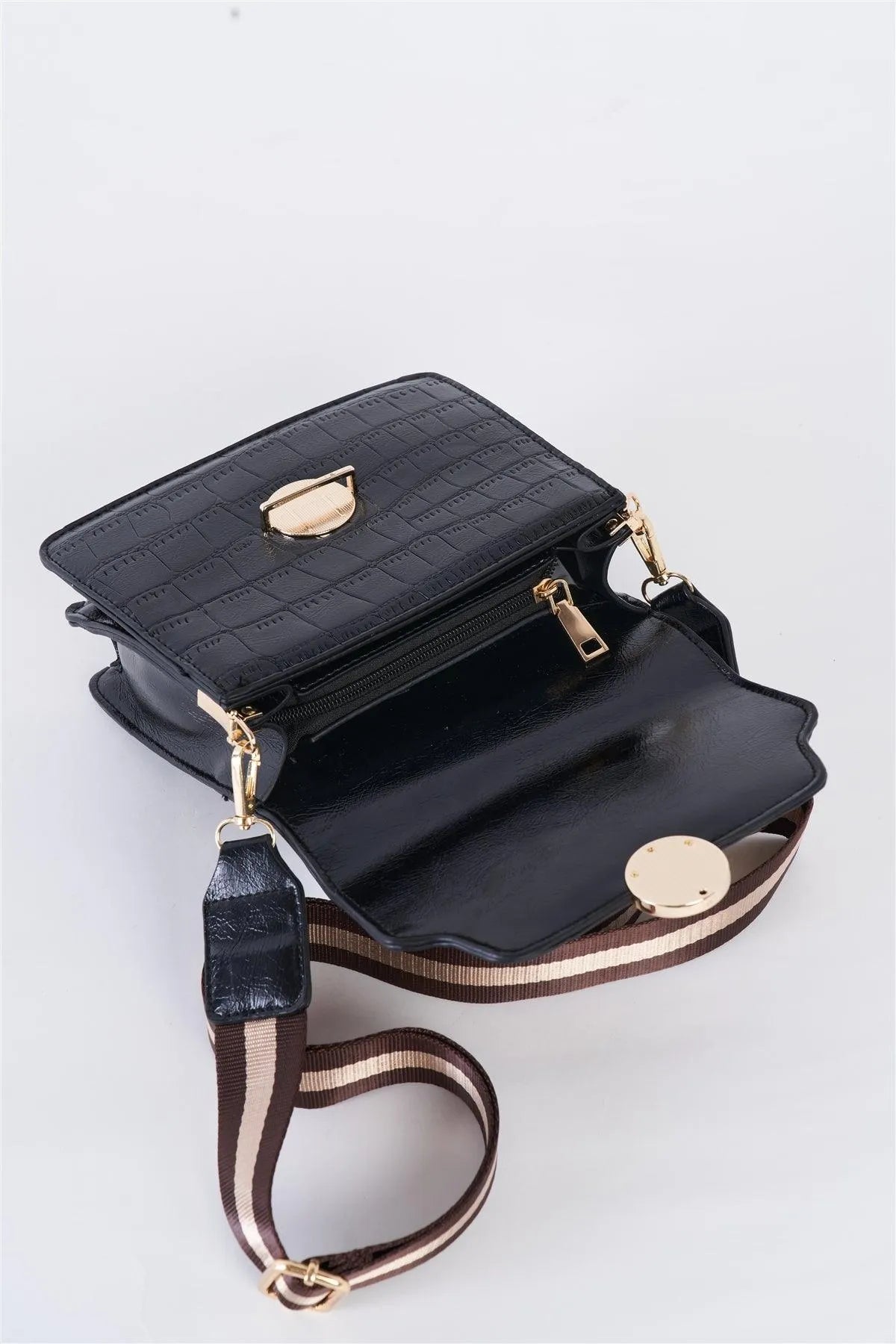 Black Alligator Vegan Leather Square Shoulder Bag /3 Bags - Tasha Apparel Wholesale
