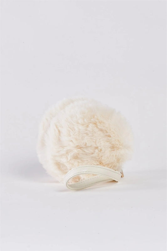 White Faux Fur Round Wristlet Bag /3 Bags - Tasha Apparel Wholesale