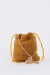 Mustard Yellow Faux Fur Plush Crossbody Pouch Bag /3 Bags
