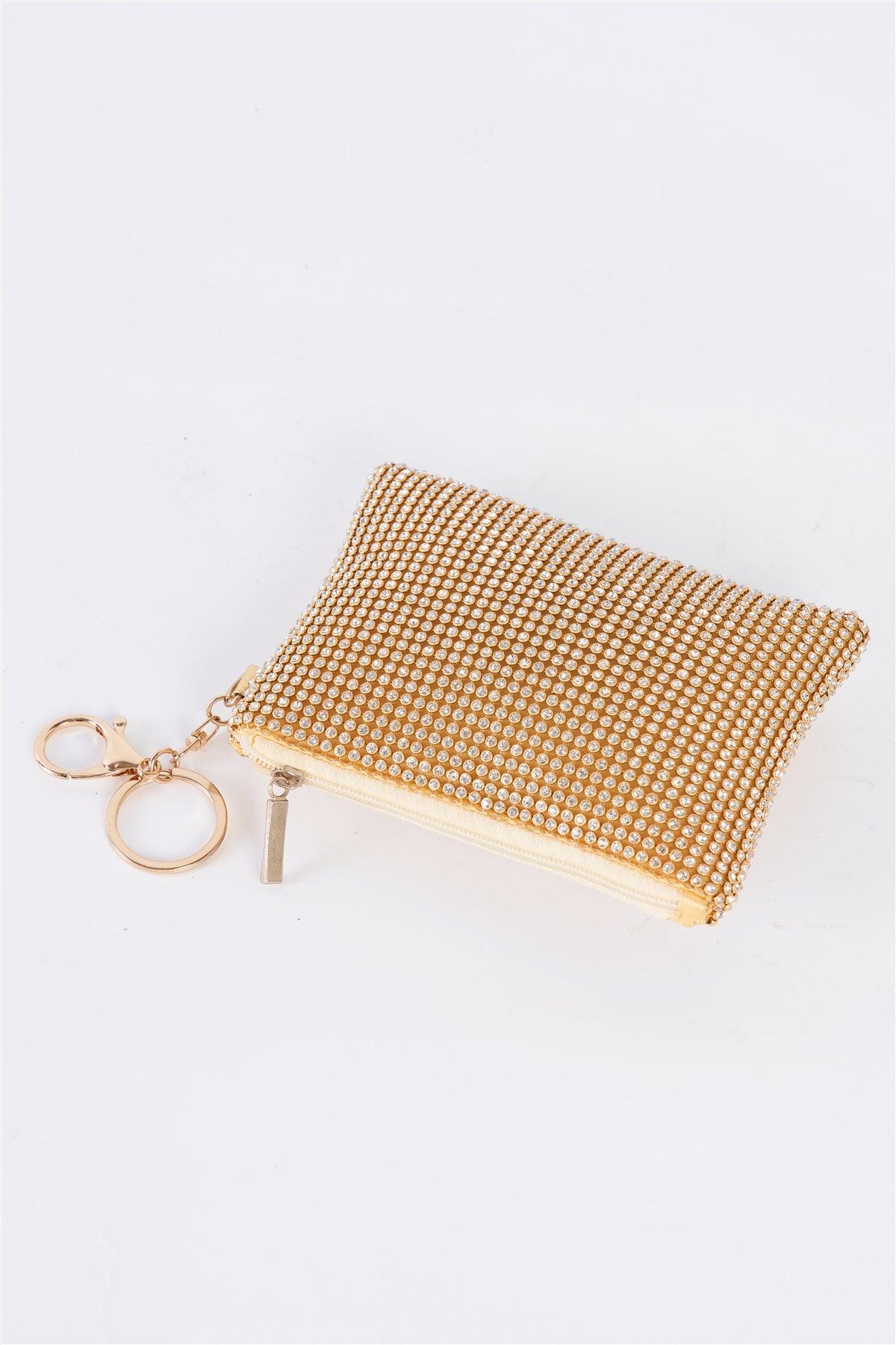 Sunlight Gold Rhinestone Detachable Keychain Hook Mini Wallet Bag /3 Bags