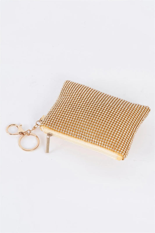 Sunlight Gold Rhinestone Detachable Keychain Hook Mini Wallet Bag /3 Bags - Tasha Apparel Wholesale