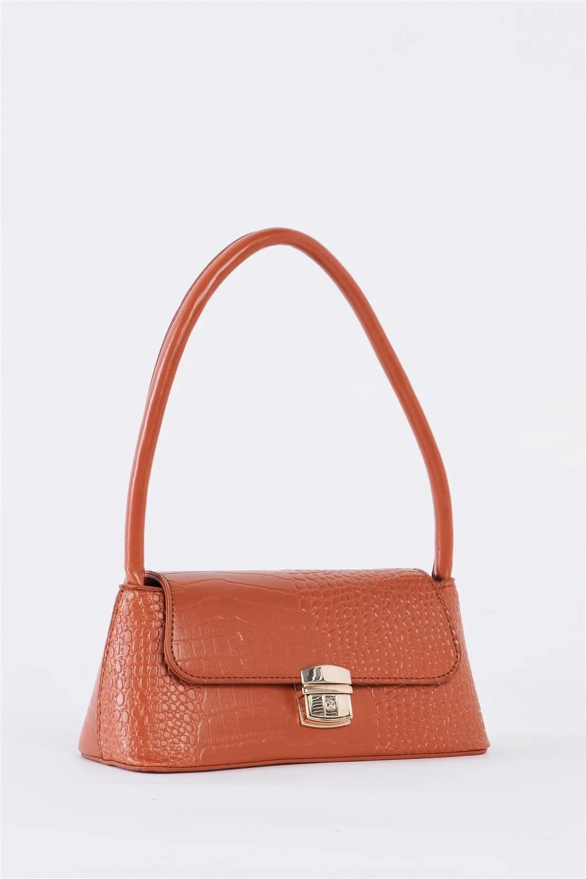 Light Brown Vintage Vegan Croc Skin Shoulder Bag /3 Bags - Tasha Apparel Wholesale