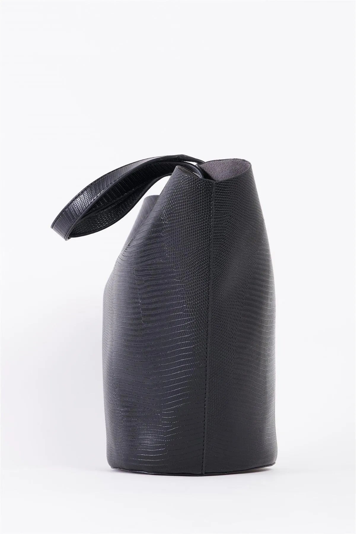 Black Trapezoid Snake Vegan Leather Bag /3 Bags - Tasha Apparel Wholesale