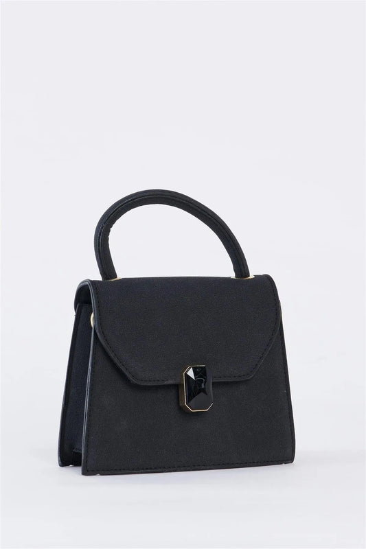Black Vintage Inspired Purse With Gem Closure Detail /6 Bags - Tasha Apparel Wholesale