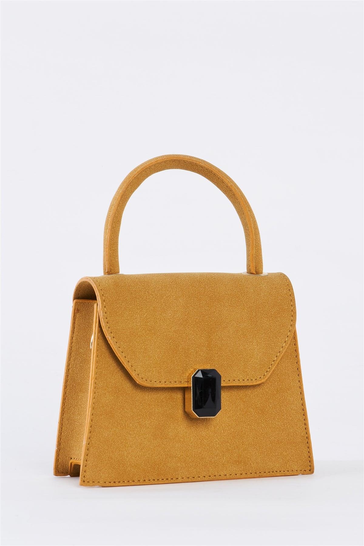 Mustard Yellow Vintage Inspired Purse With Gem Closure Detail /3 Bags
