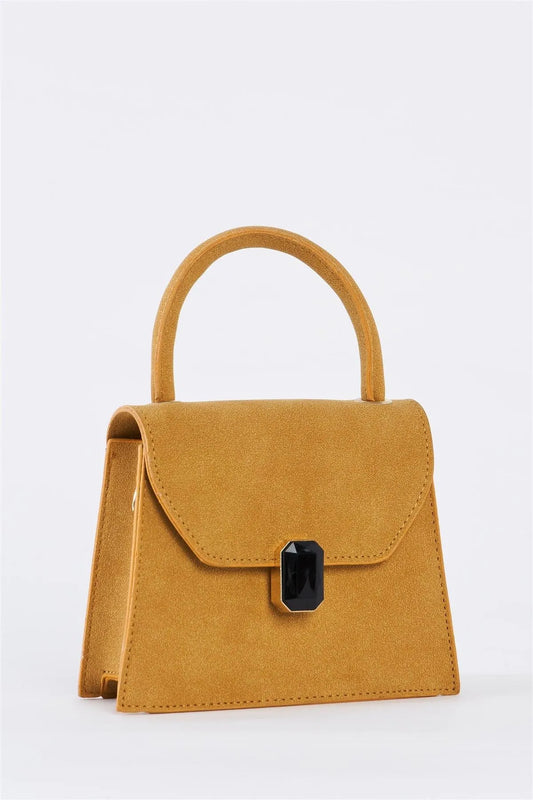 Mustard Yellow Vintage Inspired Purse With Gem Closure Detail /3 Bags - Tasha Apparel Wholesale