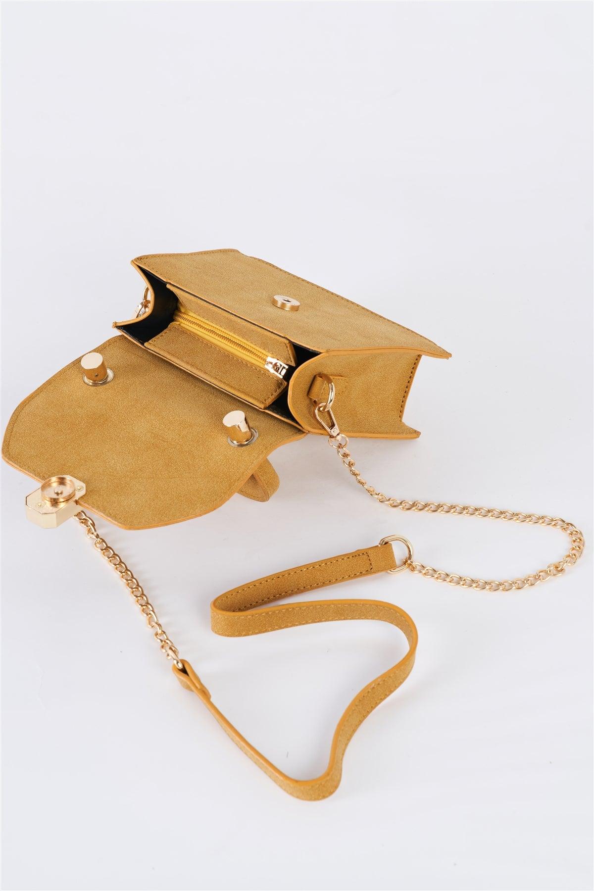 Mustard Yellow Vintage Inspired Purse With Gem Closure Detail /3 Bags