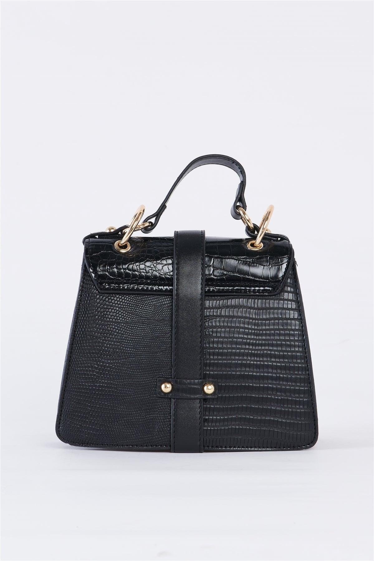 Black & Ivory Retro Inspired Alligator Vegan Leather Bag /3 Bags